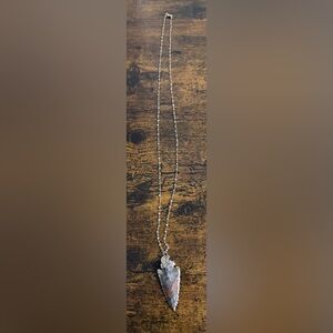 Beaded & Silver Chain Arrowhead Pendant Necklace​